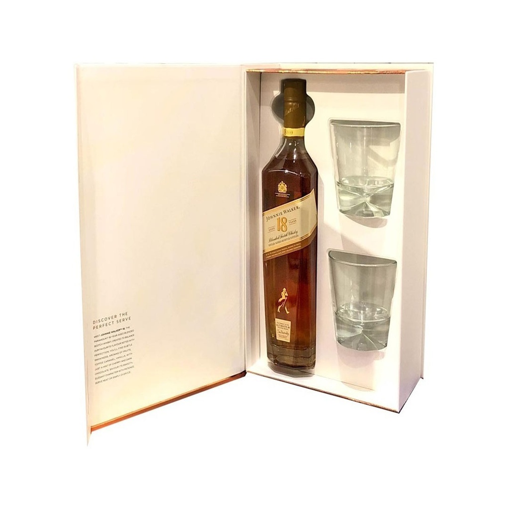 Estuche Johnnie Walker 18 Años + vasos 750cc