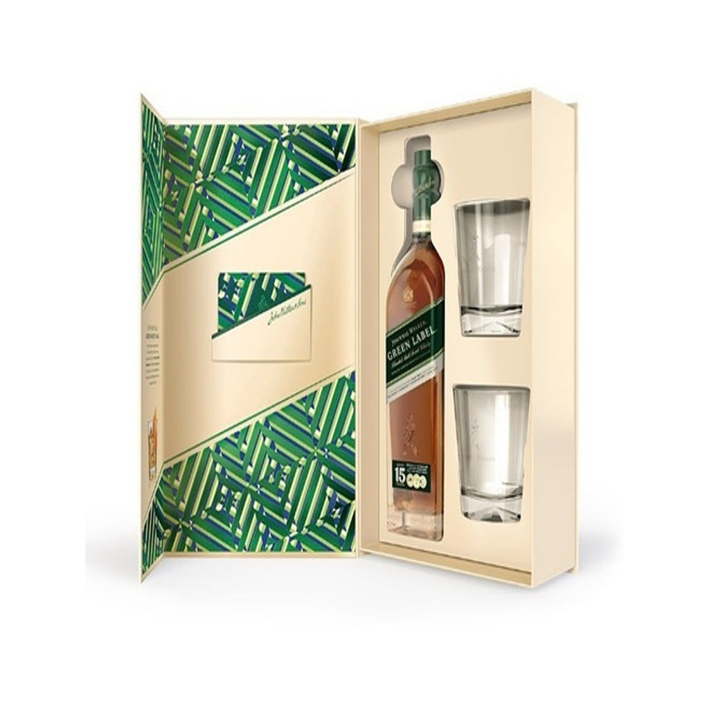 Estuche Johnnie Walker Green x750cc + Vasos