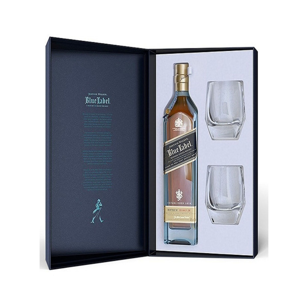Estuche Johnnie Walker Blue x750cc + Vasos