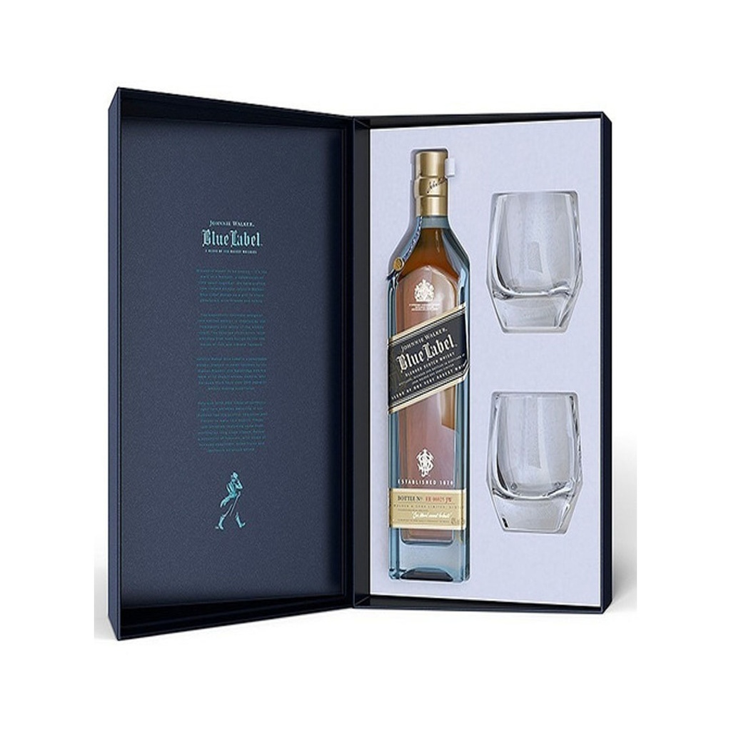 Estuche Johnnie Walker Blue x750cc + Vasos