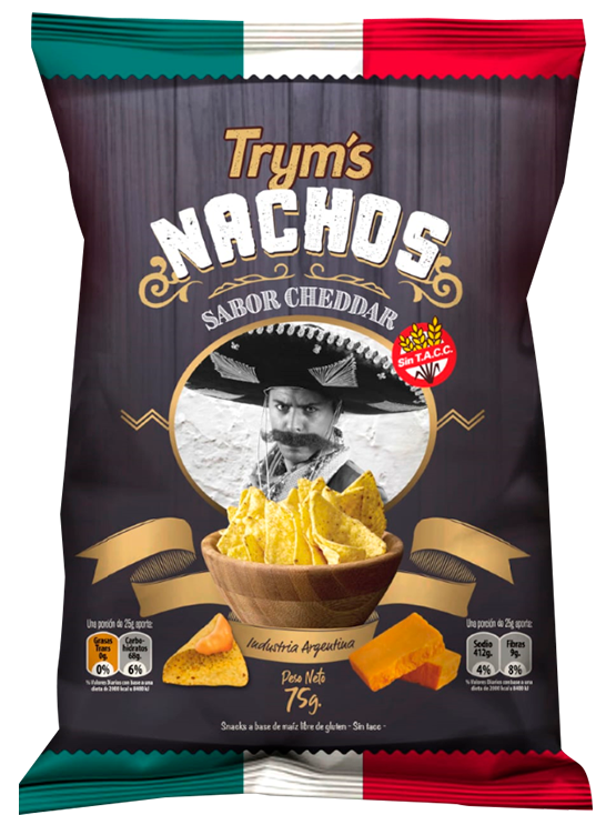 Papas Tryms Nachos con cheddar