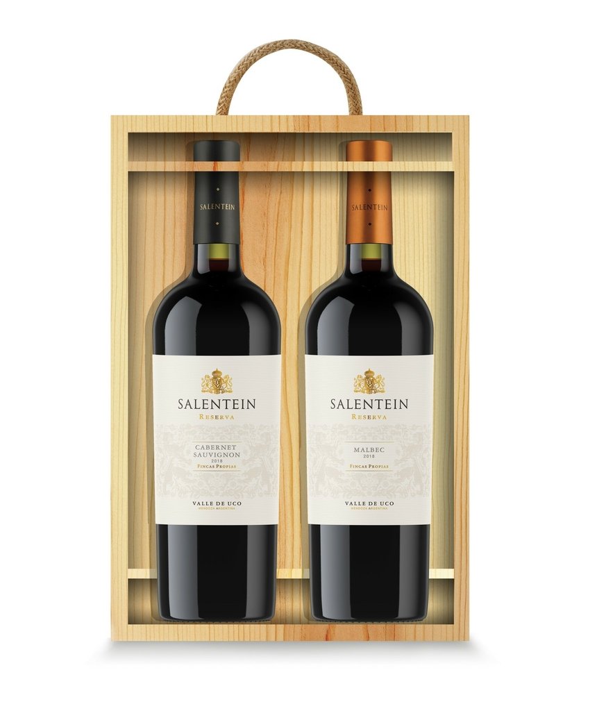 Cofre Salentein Reserva Malbec- Cabernet x2 Botellas