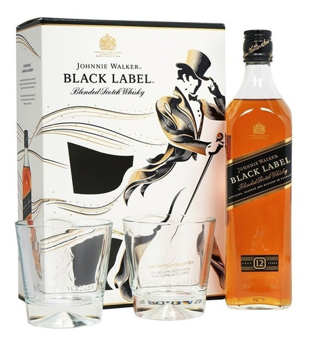 Estuche Johnnie Walker Black 750cc + vasos