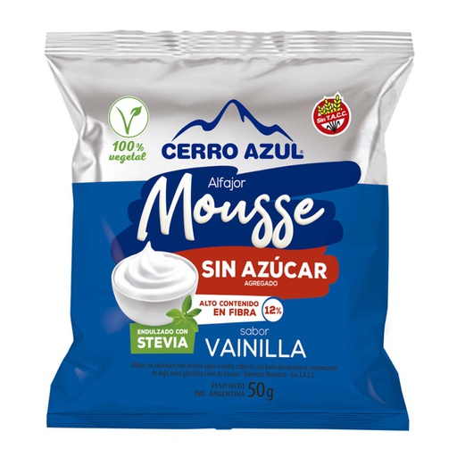 Alfajor Cerro Azull sin azucar sabor Vainilla